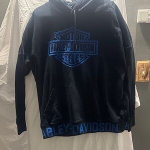 Harley-Davidson Men's Black Hoodie with Blue Logo